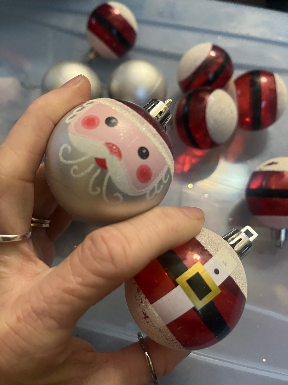 Vintage HandPainted Christmas ornaments Santa themes.Traditional Vintage 543